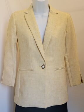 Ann Taylor Yellow 3/4 Sleeve Blazer Jacket Sz: 00P
